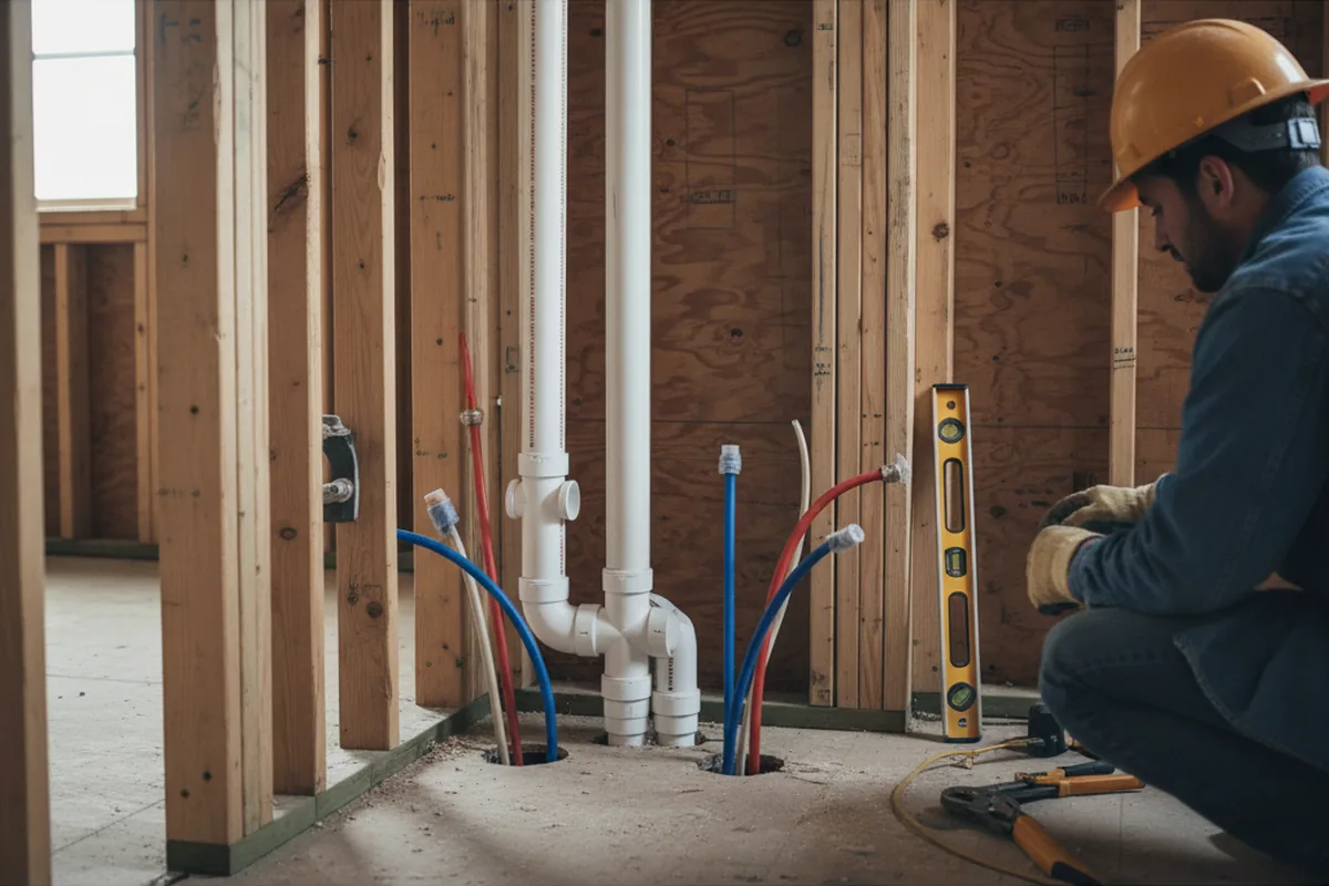 Drain and supply rough-in during Drain Cleaning in Forest City